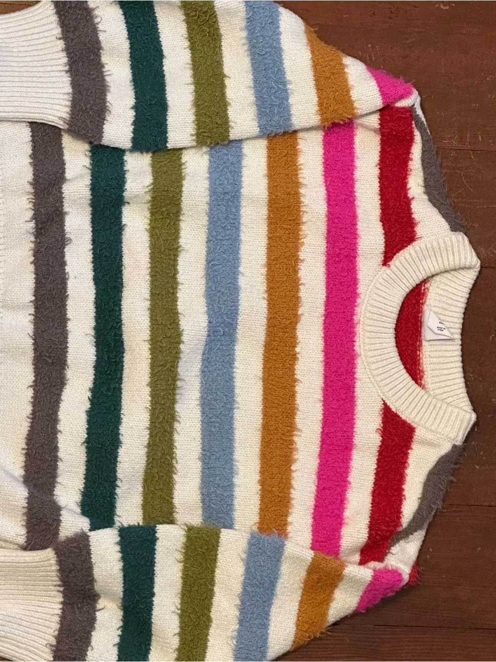 GAP Baby Girls Fuzzy Colorful Rainbow Stripe Sweater